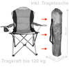 XL Campingstuhl faltbar inkl. Tragetasche, Faltsessel, Klappstuhl grau/schwarz