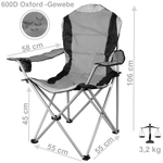 XL Campingstuhl faltbar inkl. Tragetasche, Faltsessel, Klappstuhl grau/schwarz