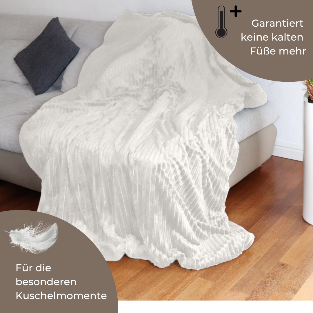 Kuscheldecke flauschig warme Decke in Cord Optik 150x200 cm in beige –  WildStage