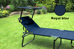 Aluminium Sonnenliege XXL gepolstert mit Dach und Kissen leichte Gartenliege Alu Liege Royal blau