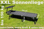 Aluminium Sonnenliege XXL gepolstert mit Sonnendach und Kissen leichte Gartenliege Alu Liege schwarz