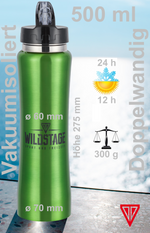 Edelstahl Trinkflasche doppelwandig & vakuumisoliert 500 ml