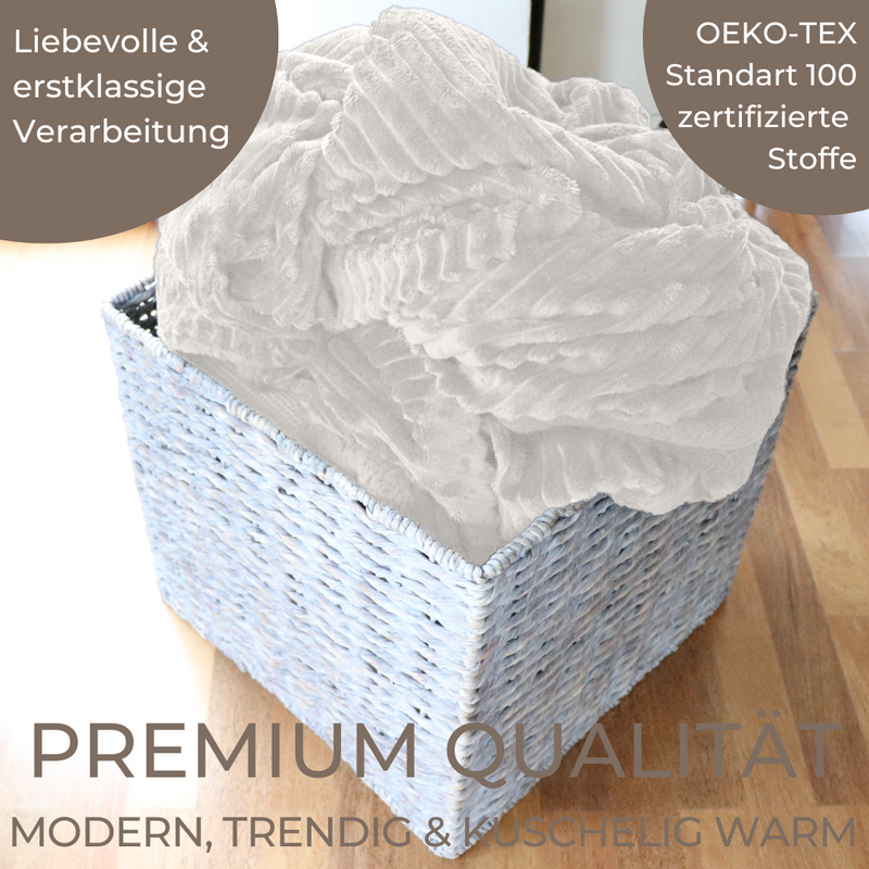 Kuscheldecke flauschig warme Decke in Cord Optik 150x200 cm in beige –  WildStage